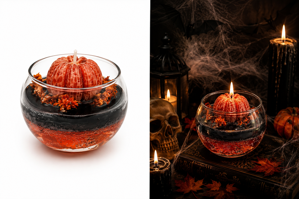 Halloween Pumpkin Glow Gel Candle 🎃🕯️