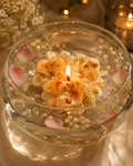 Golden Blossom Festive Candle – Handmade Floral Statement Candle
