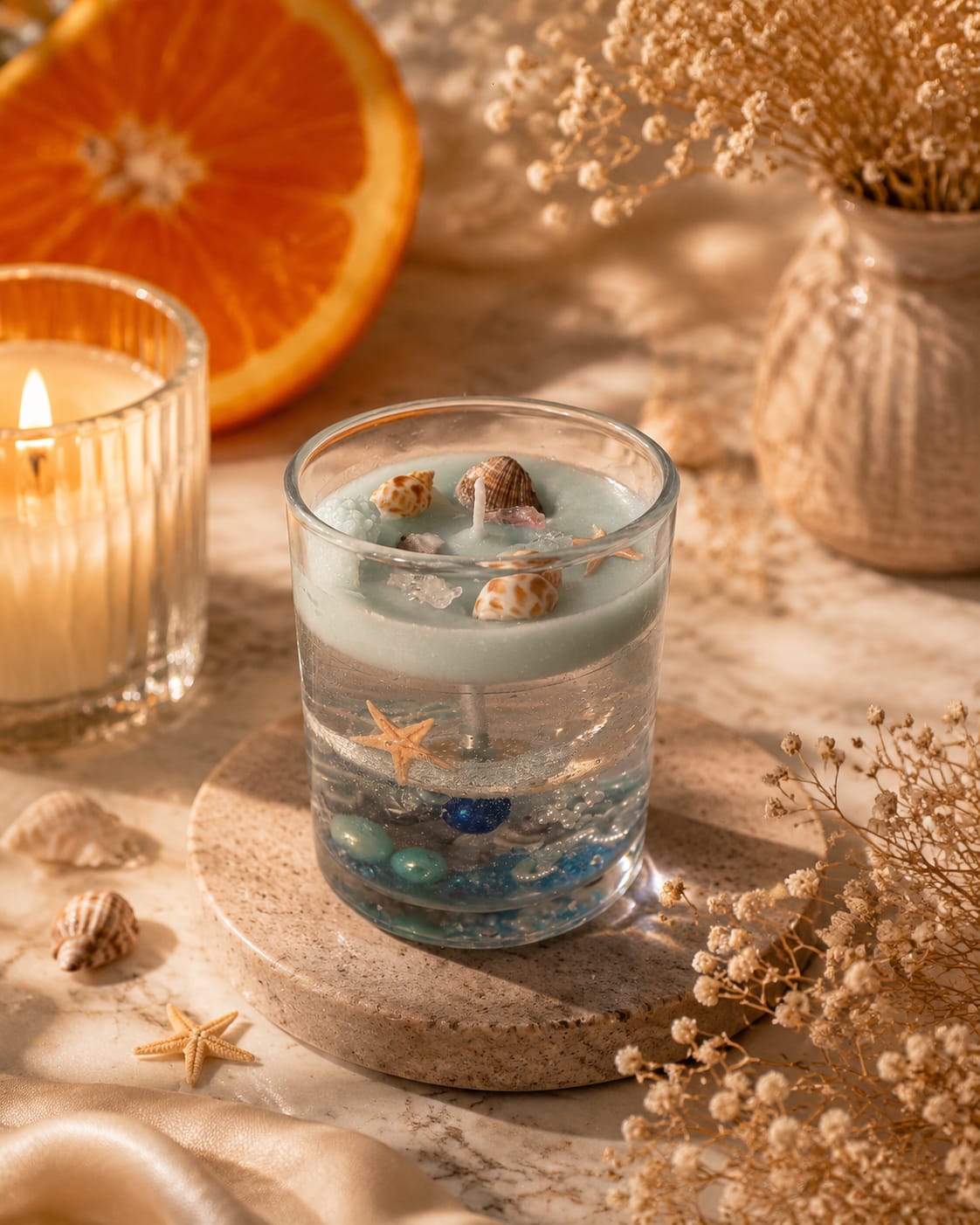 Ocean Escape Gel Candle – Handmade Sea-Inspired Glass Candle