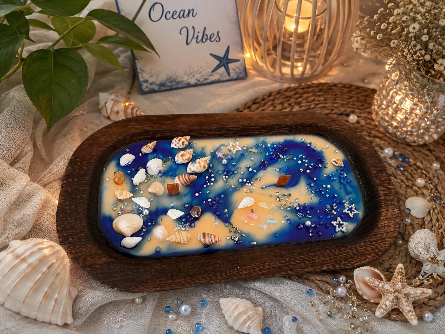 Ocean Vibes Wooden Tray Candle