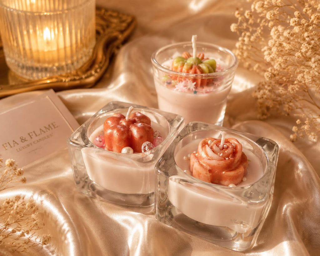 Luxury Floral Glass Candle – Handmade Decorative Gift Candle