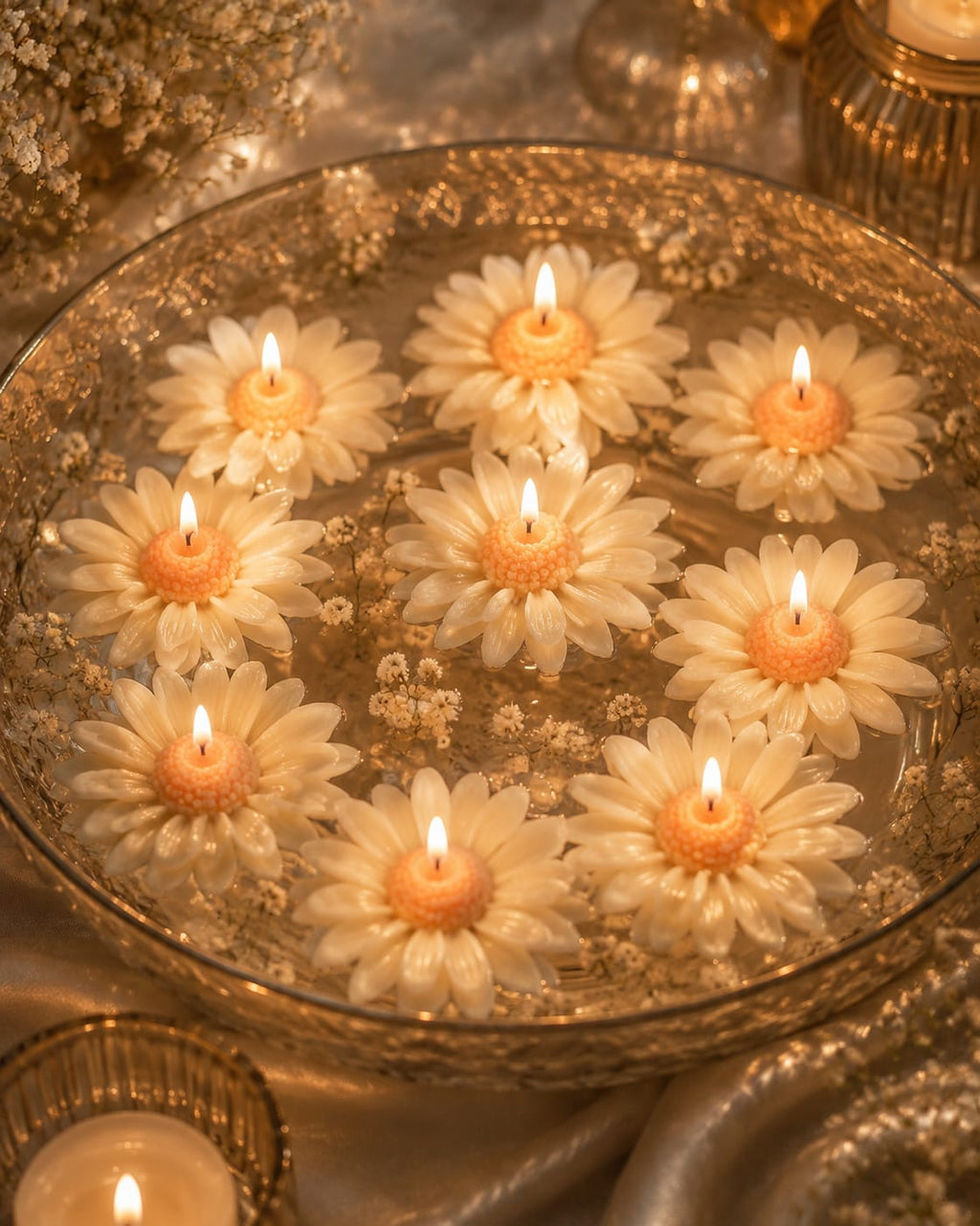 Festive Daisy Bloom Candle Gift – Handmade Floral Candle by Fia & Flame