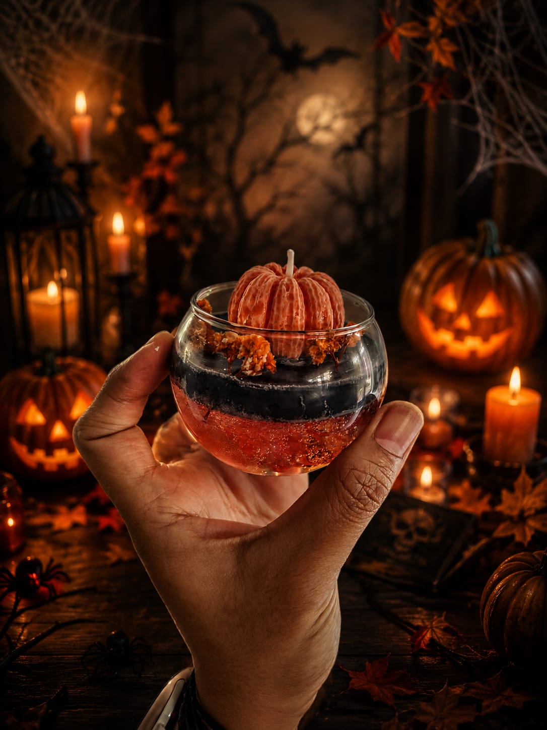Halloween Pumpkin Glow Gel Candle 🎃🕯️