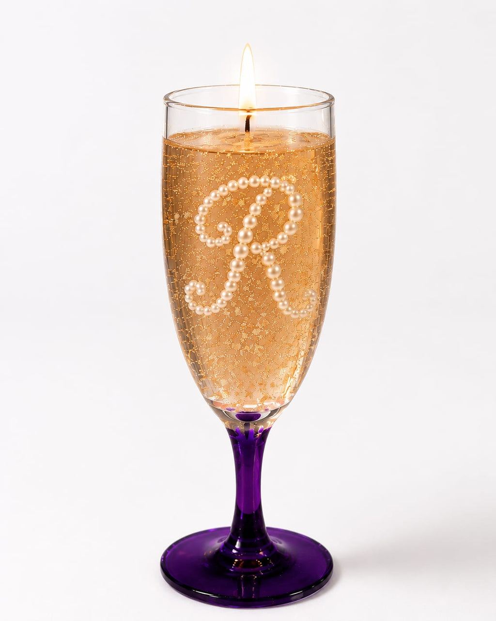 Personalised Pearl Initial Champagne Gel Candle
